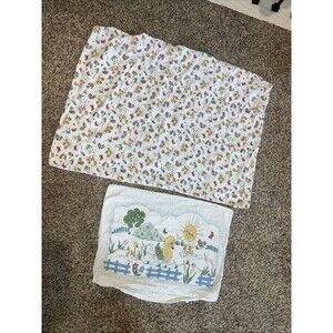 Vintage Duck Baby Pillowcase And Blanket Duvet Cover 1980s Button Nursery